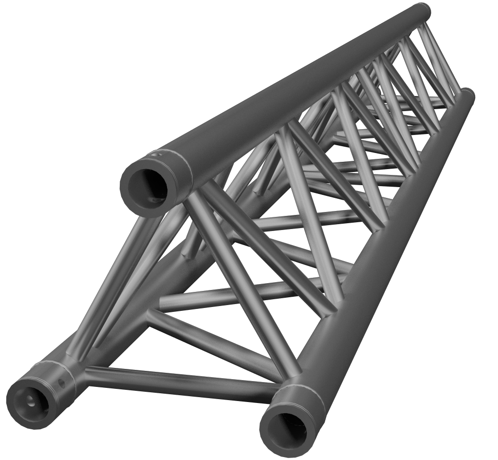 Aluminium v290 triangular truss with interconnected diagonal and horizontal members, designed for event staging and structural support applications.
