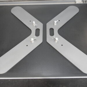 Aluminium trussing cross-brace with mounting hardware, designed for structural support in event rigging and stage setups.