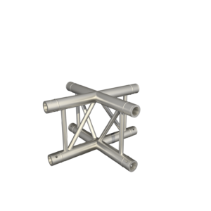 Aluminium V290 corner truss segment for modular event and stage construction, featuring quad configuration for structural support and rigging stabilit.