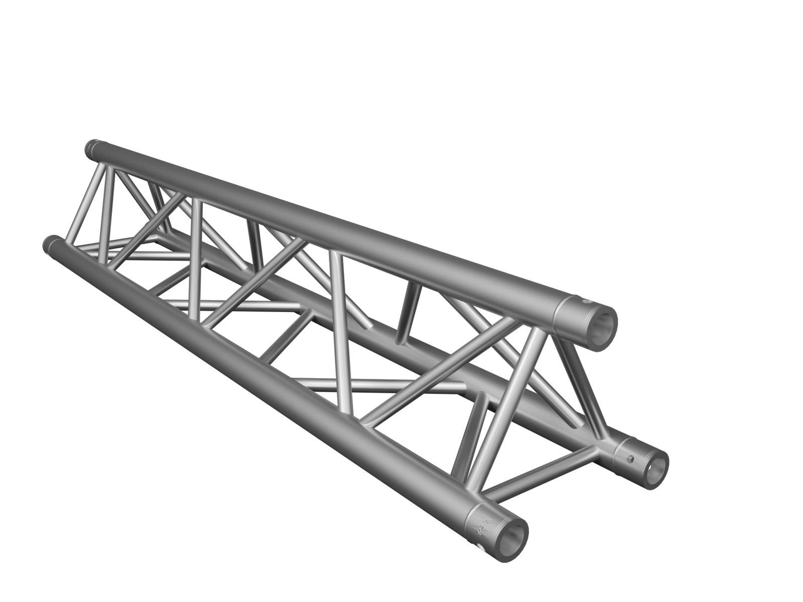 Aluminium trussing segment with triangular bracing, used for supporting lighting, audio, and staging equipment in event production and engineering set.
